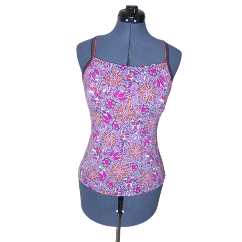 L.L. Bean mix and match racer back tankini top size 4 purple floral